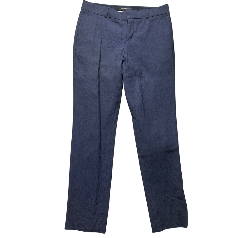 Banana Republic‎ Ryan Navy Blue Wool Blend Tailored Dress Pants Size 2 Office